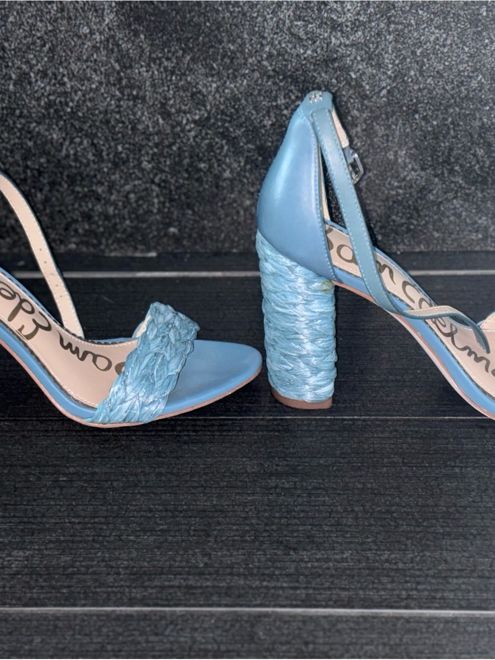 Sam Edelman Blue Braided Block Heel Sandals - Picture 2 of 6